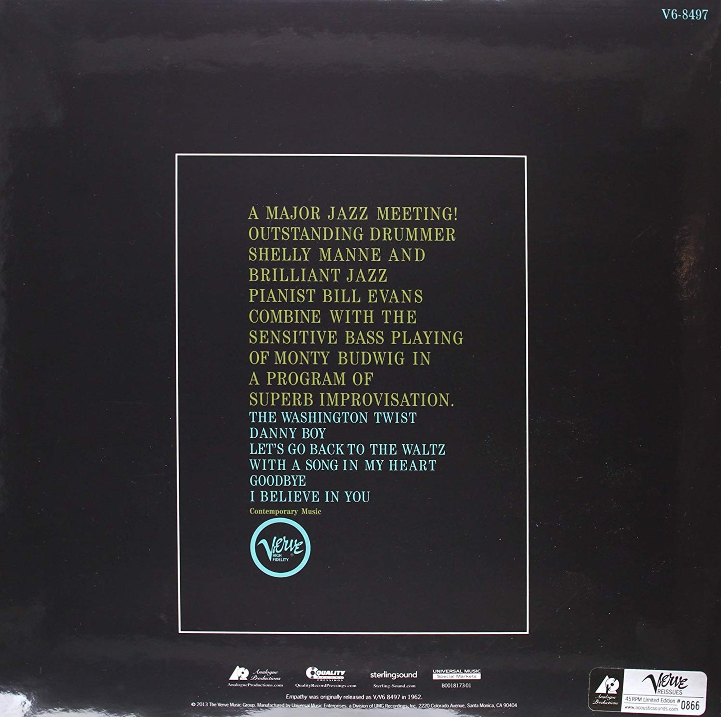 Shelly Manne / Bill Evans With Monty Budwig ‎– Empathy